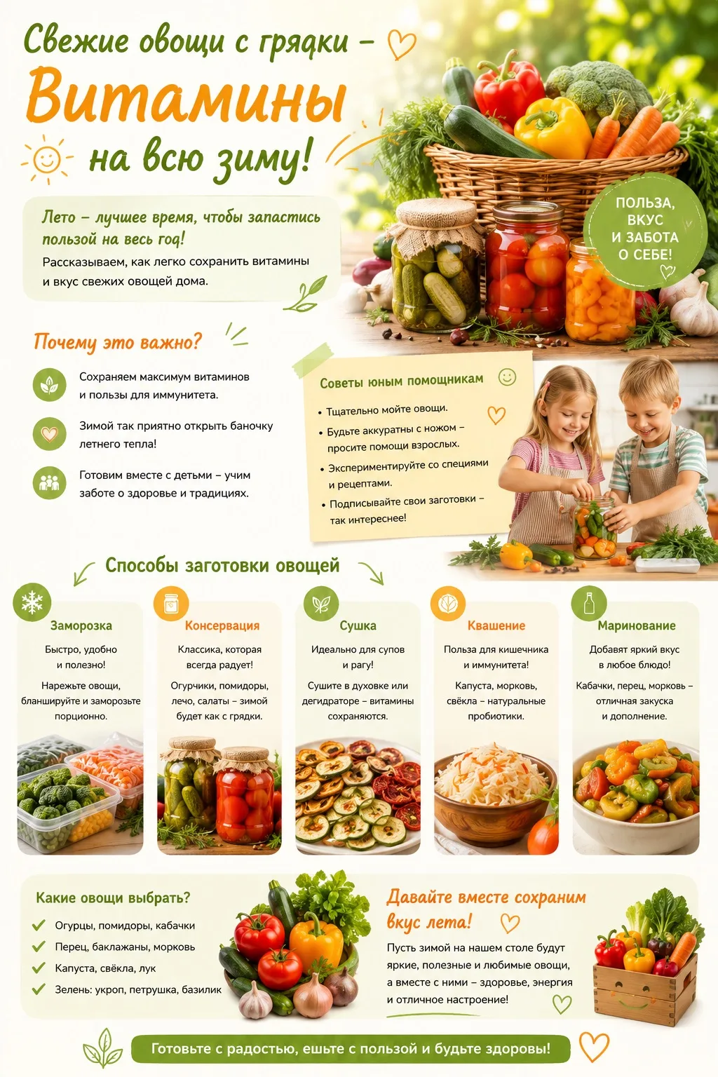 🥕🥒 Летний урожай: сохраняем овощи на зиму

Сейчас самое время, когда на грядках поспевают свежие о
