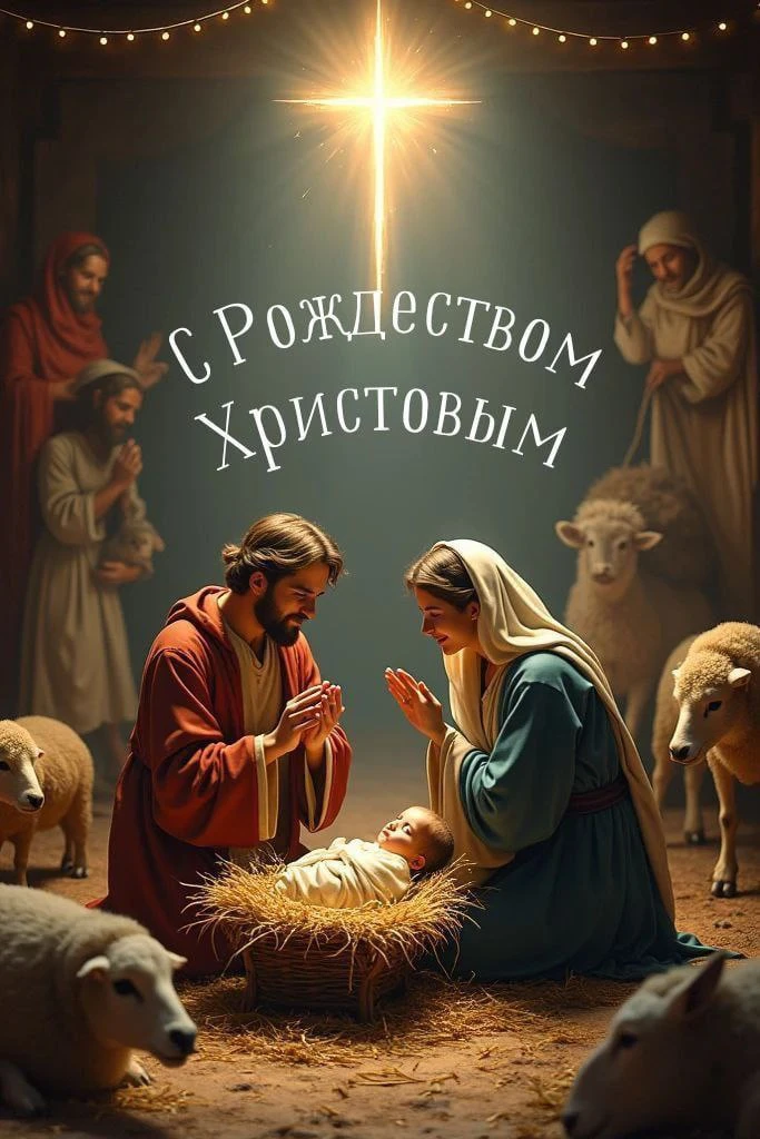 Зажглась звезда - Христос родился!
И мир любовью озарился!
Пусть счастье входит в каждый дом! 
С пре