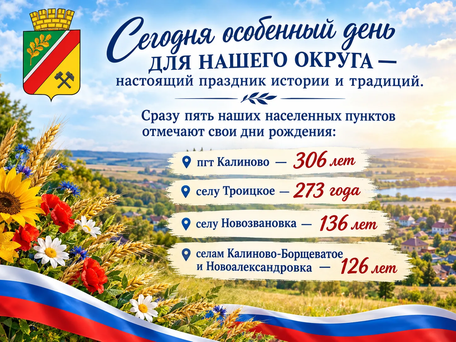 Поздравление главы городского округа город Первомайск Сергея Колягина жителей пгт Калин...