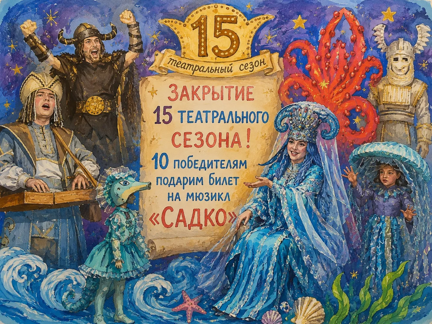 Объявляем КОНКУРС детских рисунков по мотивам любимого мюзикла  «САДКО»! 🌊🐚🪼🖼️

Подробности тут: