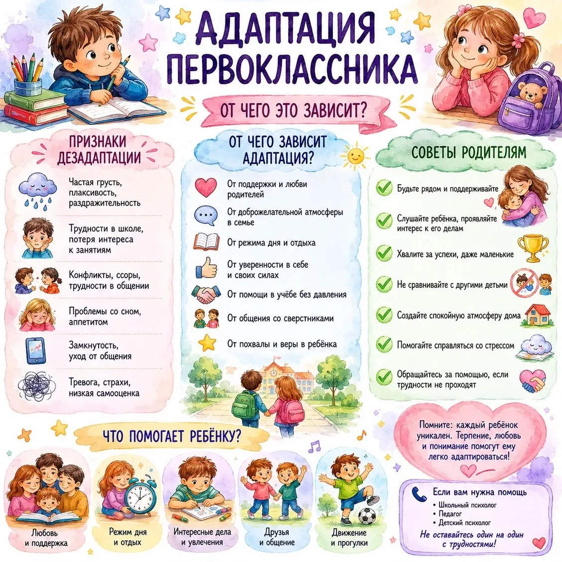 Первые шаги в школе: от чего зависит адаптация первоклассника