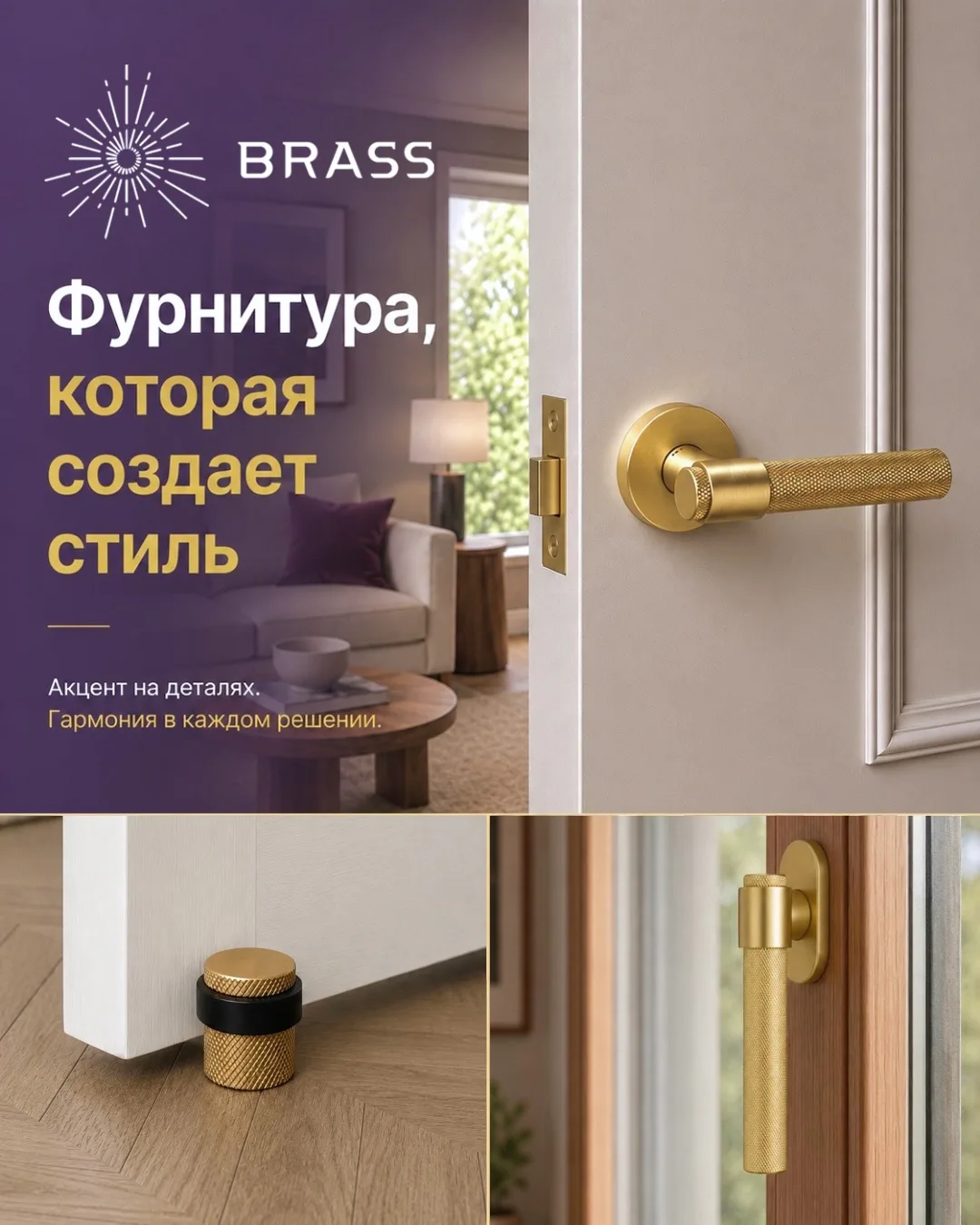Мебельные ручки, дверные, оконные и стопоры – всё в едином стиле от BRASS 😍