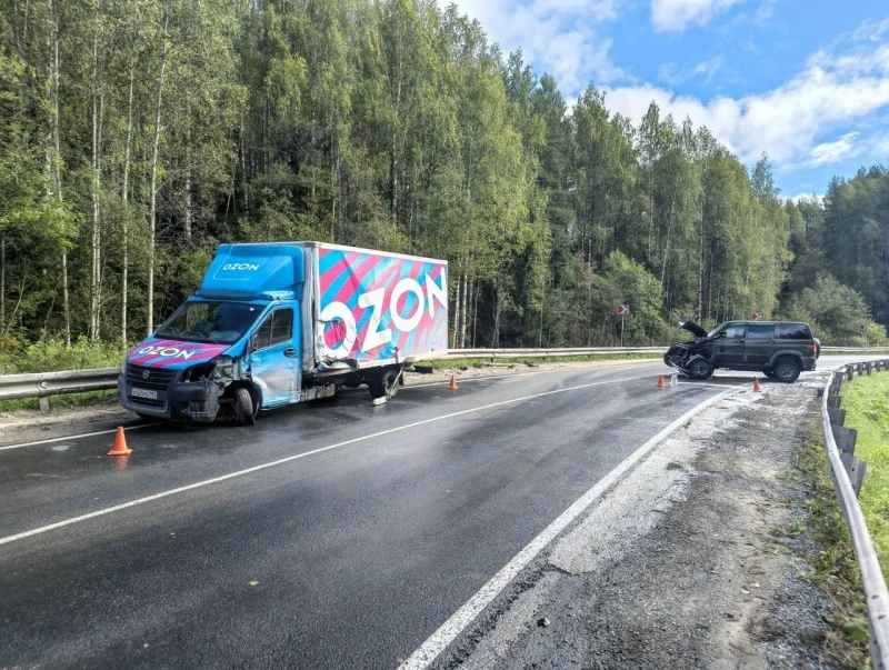 НА ТРАССЕ СЫКТЫВКАР - УХТА ВОДИТЕЛЬ "ПАТРИОТА" ПРОТАРАНИЛ ФУРГОН OZON