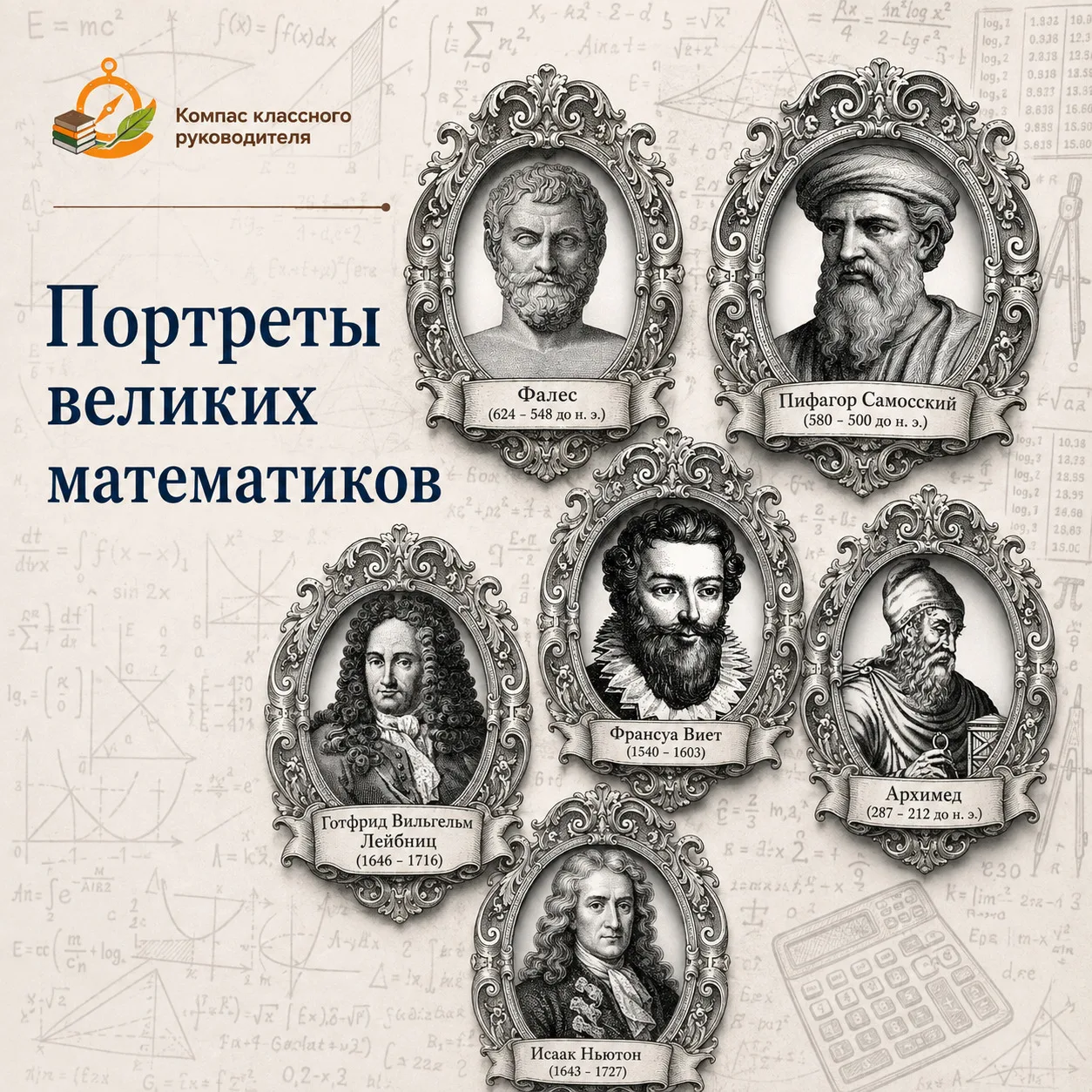 Портреты великих математиков🔥