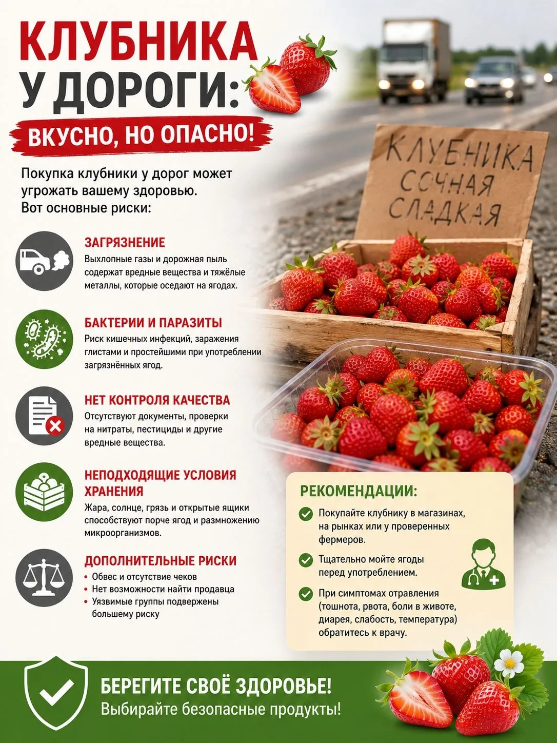 Клубника у дороги: стоит ли рисковать здоровьем ради выгодной покупки?