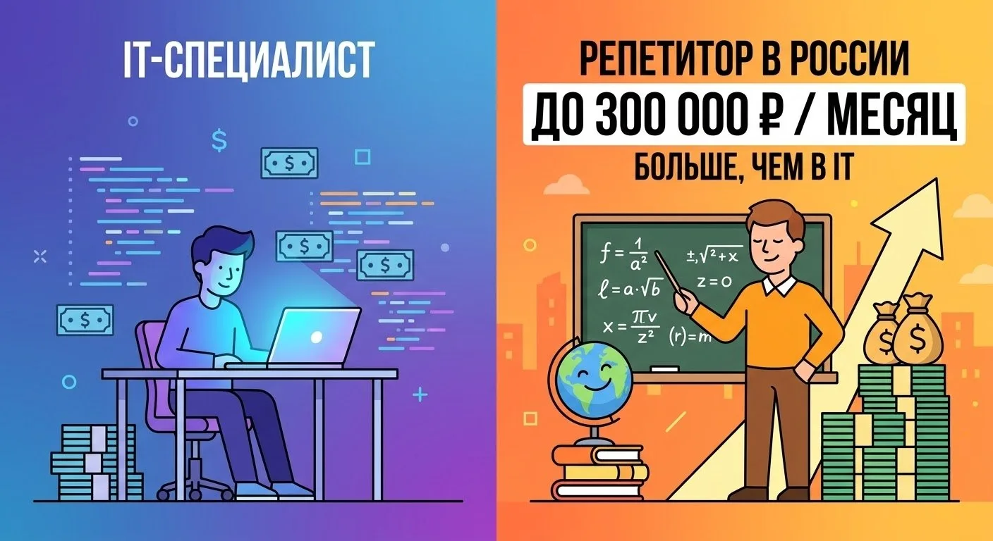 Репетиторы в России начали зарабатывать больше айтишников — до 300 тыс. рублей в месяц,...