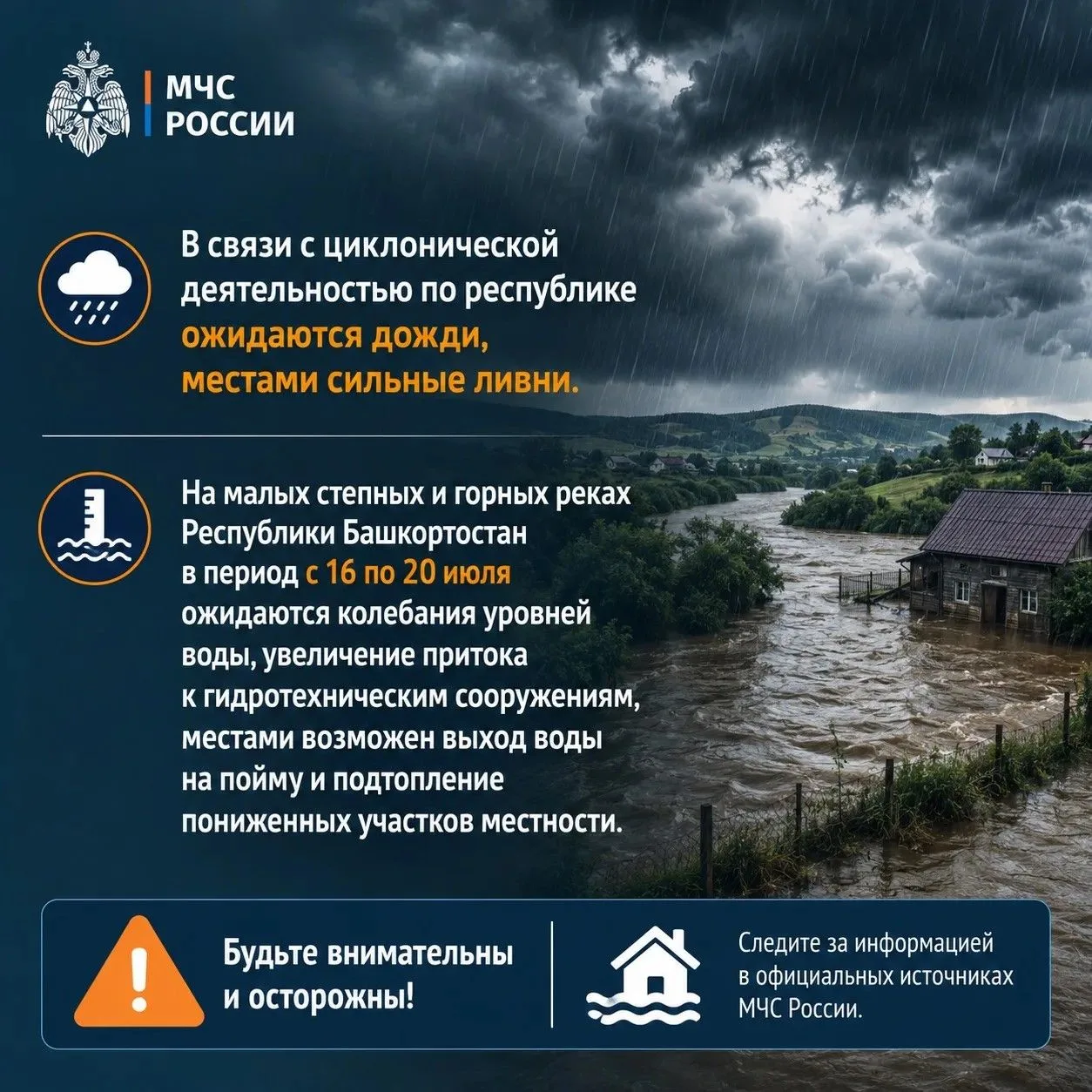 По прогнозу Башгидрометцентра, в республике ожидаются дожди, местами сильные ливни. В о...