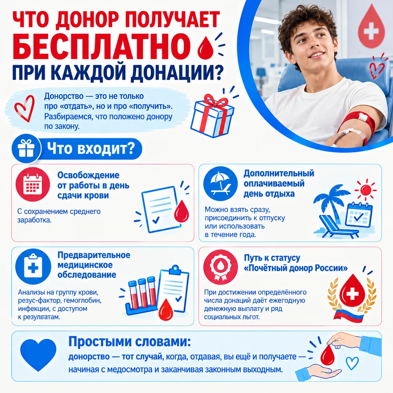 🩸 Что донор получает бесплатно при каждой донации?