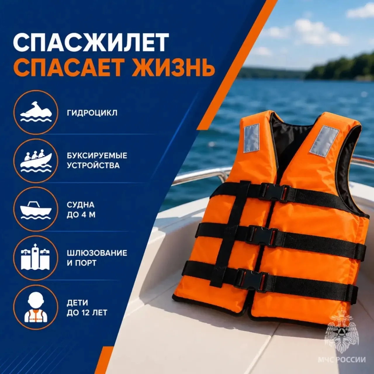 🛟 Спасательный жилет – обязательное средство безопасности на воде

Чтобы отдых на водоемах был безо