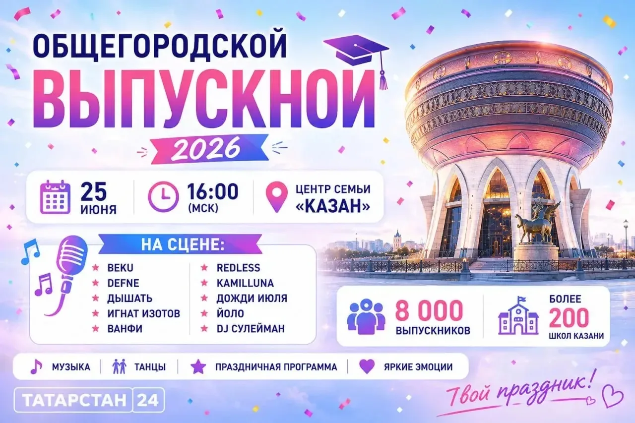 🎓 Общегородской выпускной пройдет в Казани 25 июня у Центра семьи «Казан»

ВКонтакте • Наш сайт РТ
