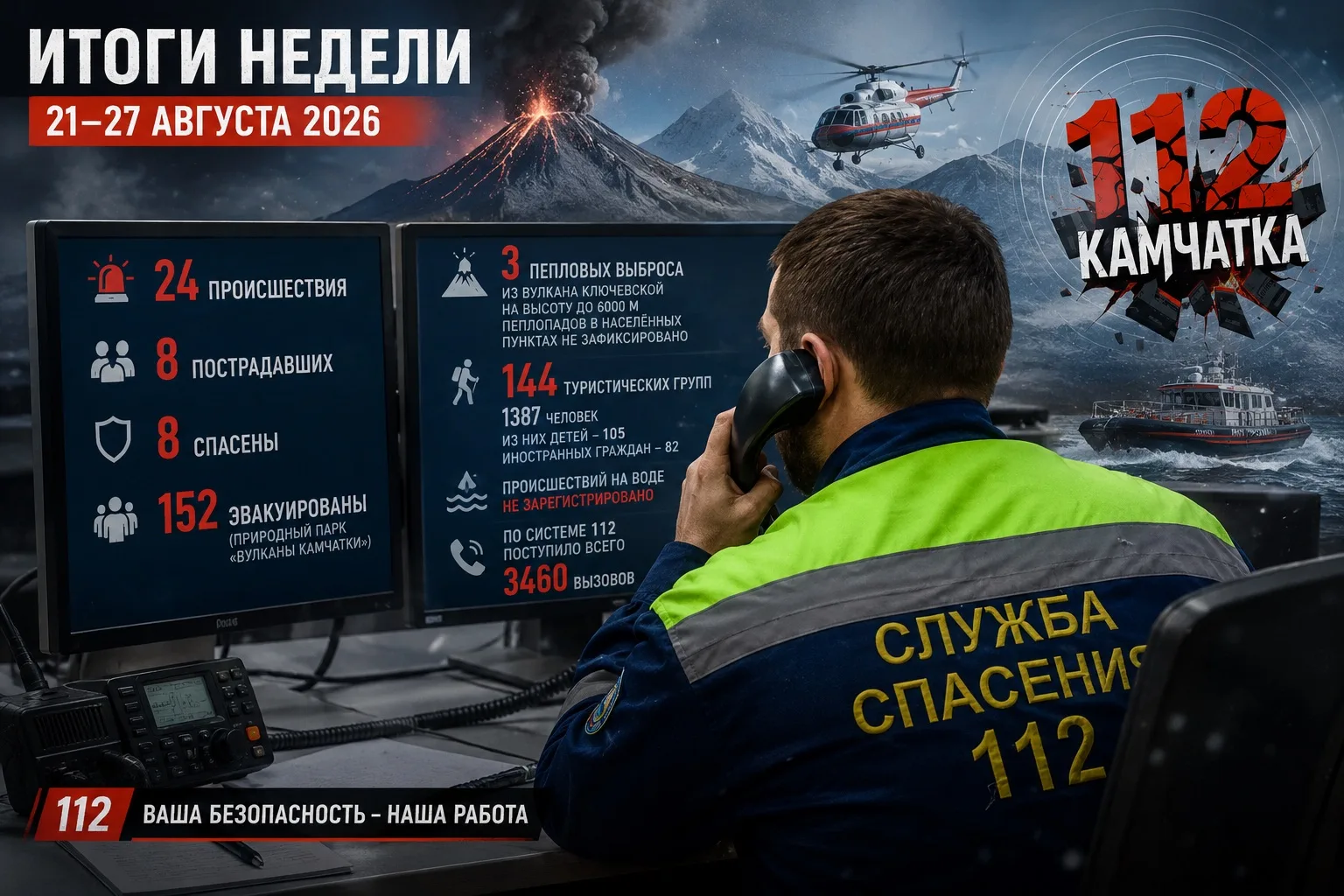 24 происшествия, восемь пострадавших и 152 эвакуированных: неделя на Камчатке