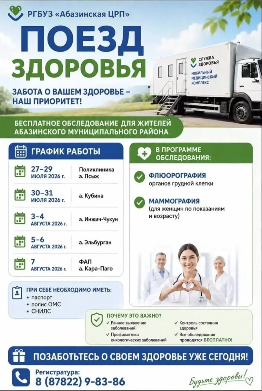 В Абазинский район КЧР приехал поезд здоровья