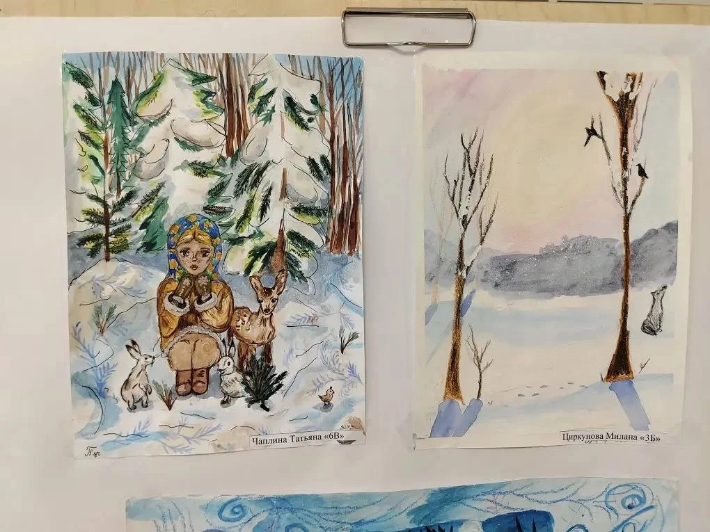 Выставка рисунков «Зимняя сказка» в 101 школе  В нашей школе открылась яркая выставка детских работ 