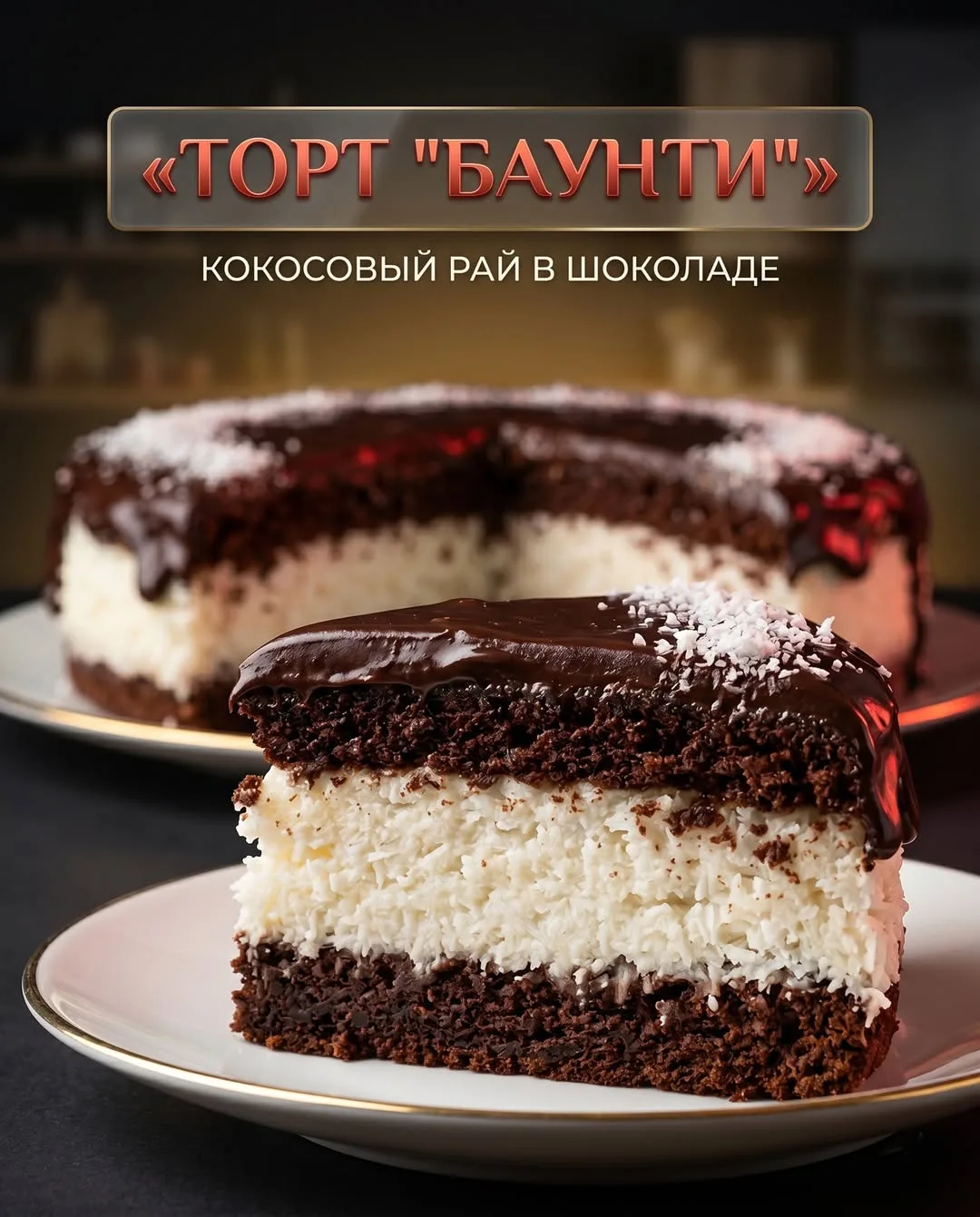 🥥 Торт "Баунти"

Насыщенный шоколадный бисквит и нежнейшая, плотная кокосовая начинка 💛 Настоящий 