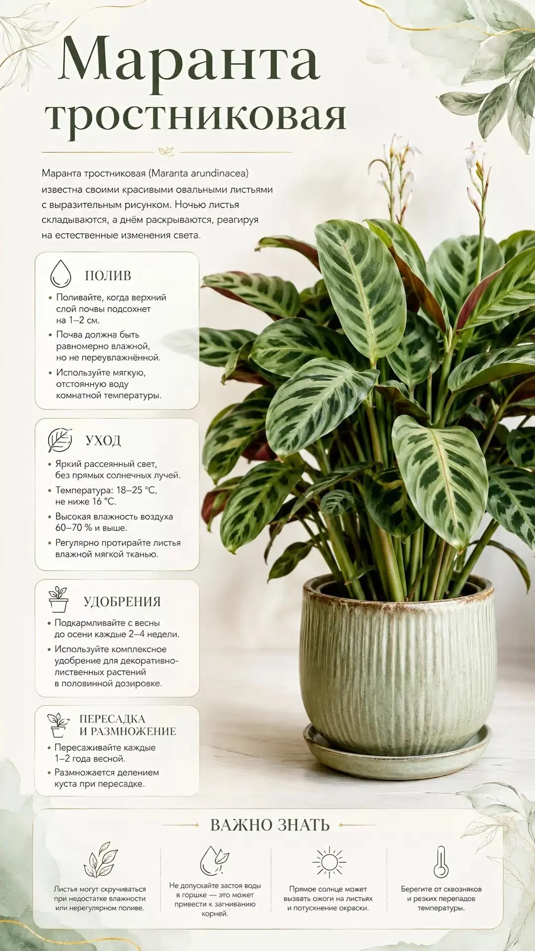 Уход за марантой 🌱