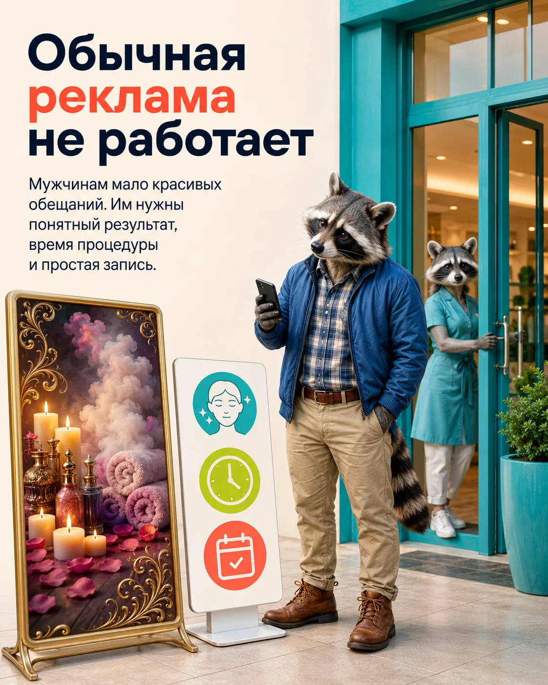 Обычная реклама не работает для привлечения мужчин в салон красоты