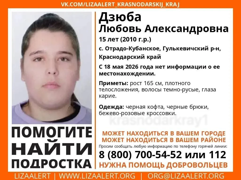 🚨 В Краснодарском крае разыскивают пропавшего подростка  В селе Отрадо-Кубанское Гулькевичского райо