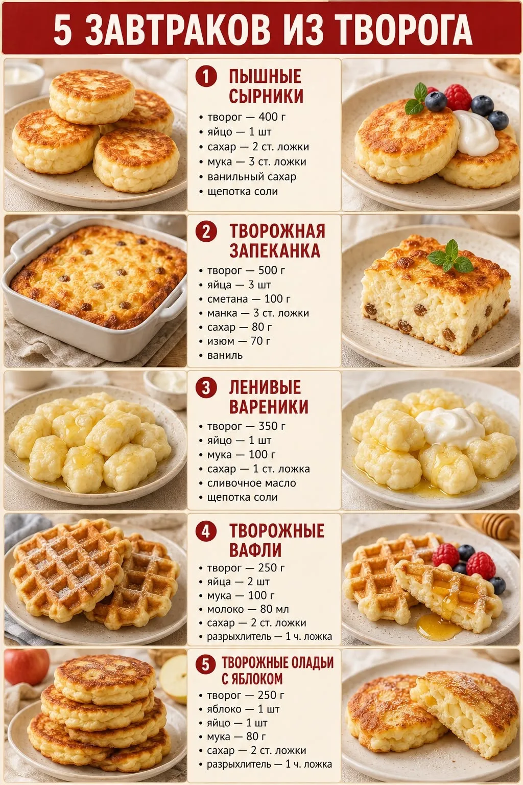 5 завтраков из творога 🔥