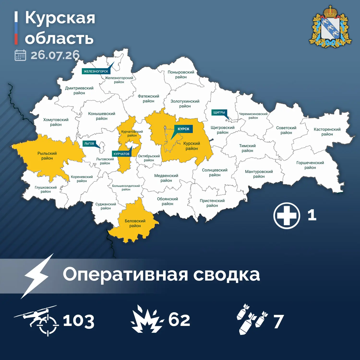 ⚡️ Александр Хинштейн опубликовал сводку об оперативной обстановке в Курской области за...