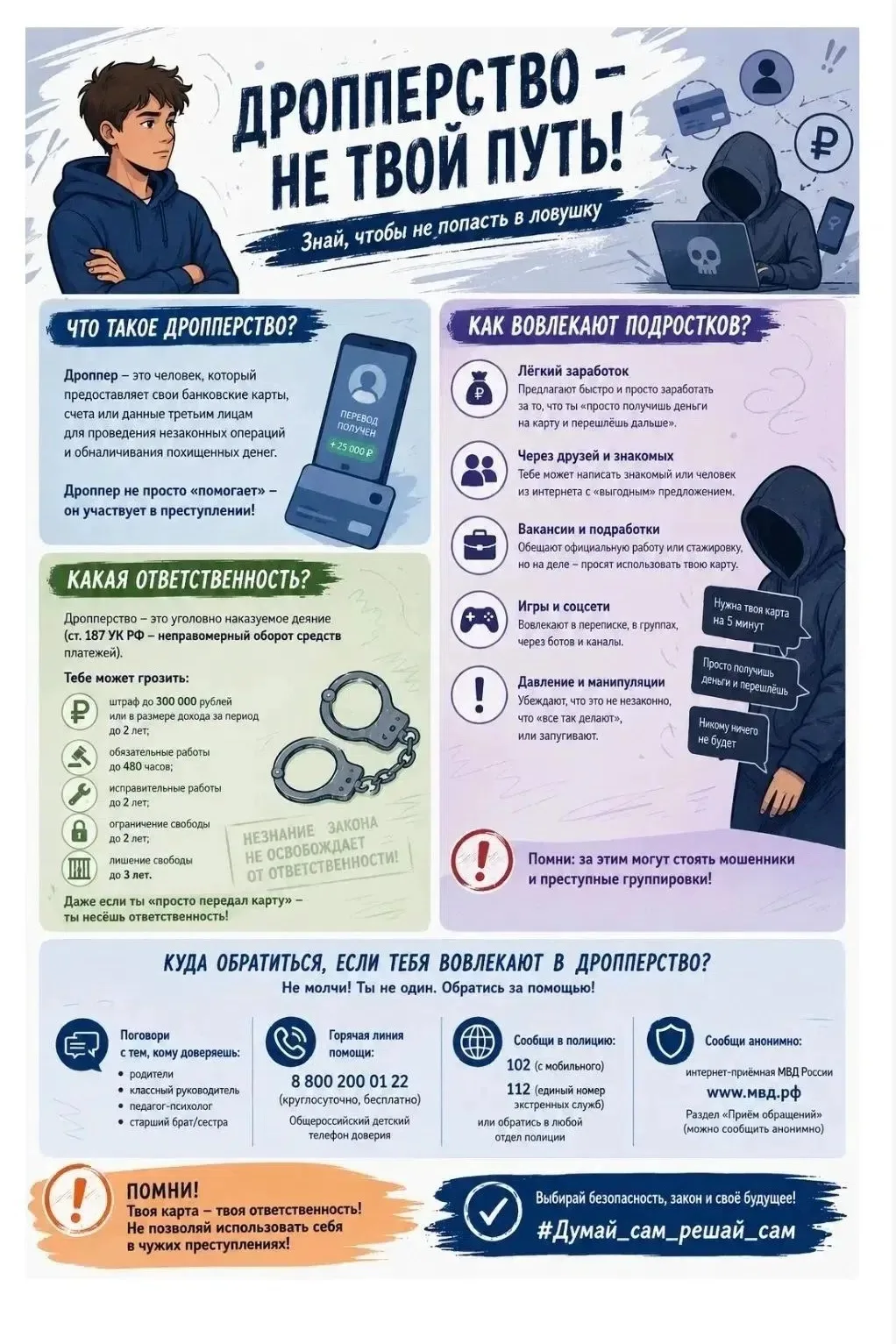 🛑 Дропперство — не лёгкий заработок, а реальный срок.