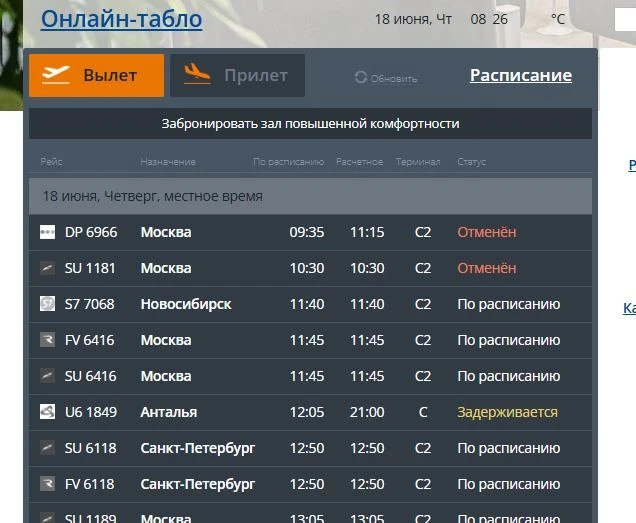 Отменены 4 московских рейса