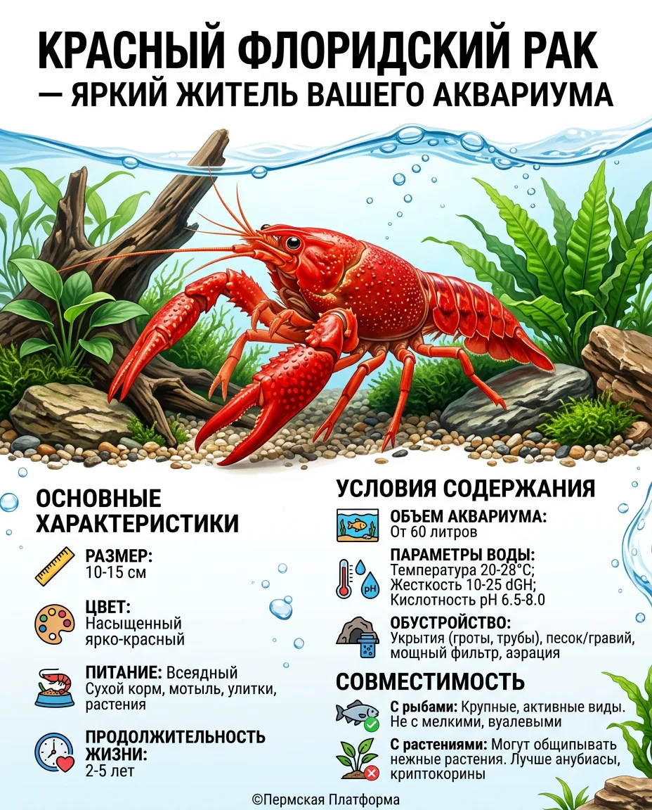 🦞 КРАСНЫЙ ФЛОРИДСКИЙ РАК — ЯРКИЙ ЖИТЕЛЬ ВАШЕГО АКВАРИУМА! 🦞