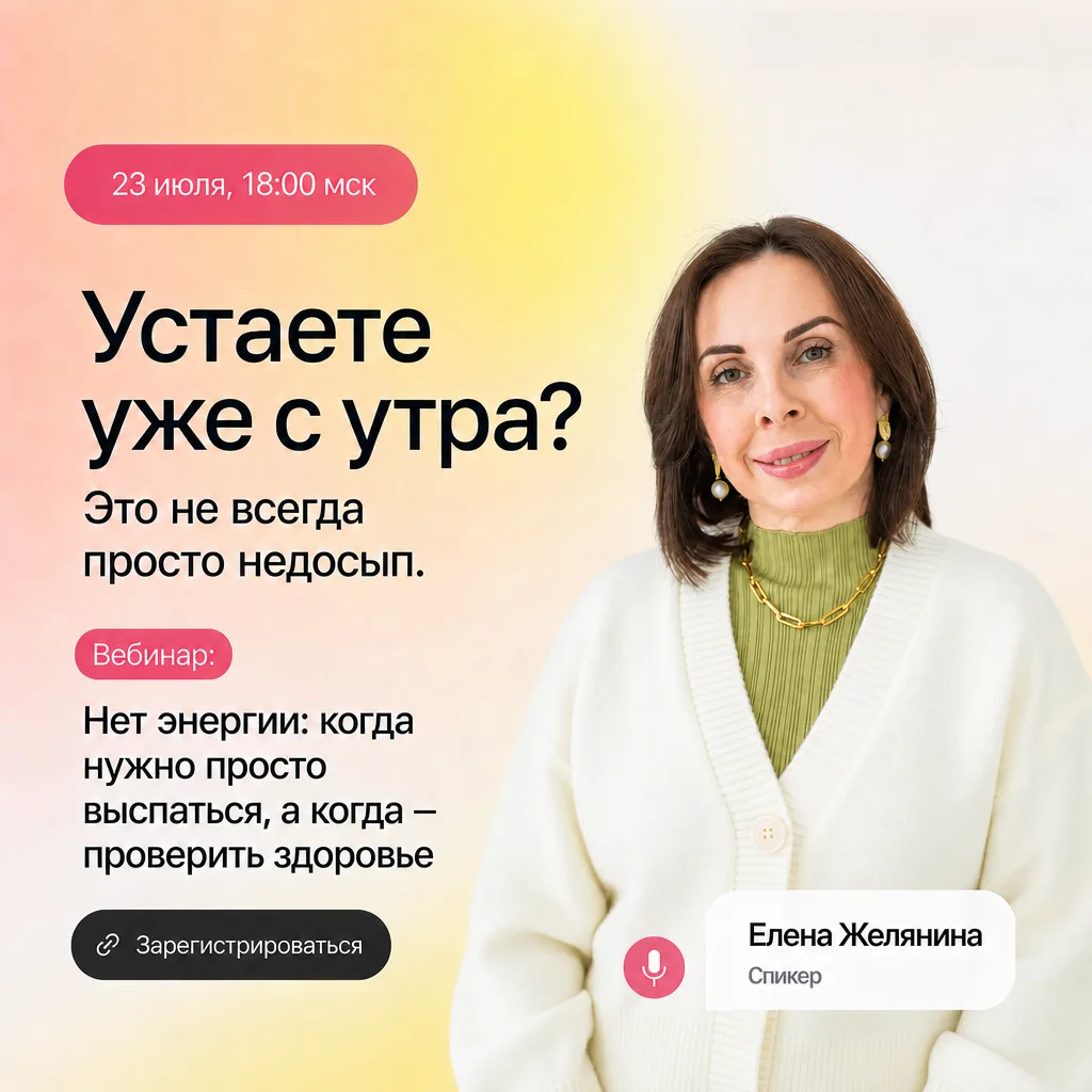 Нет сил ни на что… Нужно выспаться или проверить здоровье? Новый вебинар Елены Желяниной

Вы отдыхае