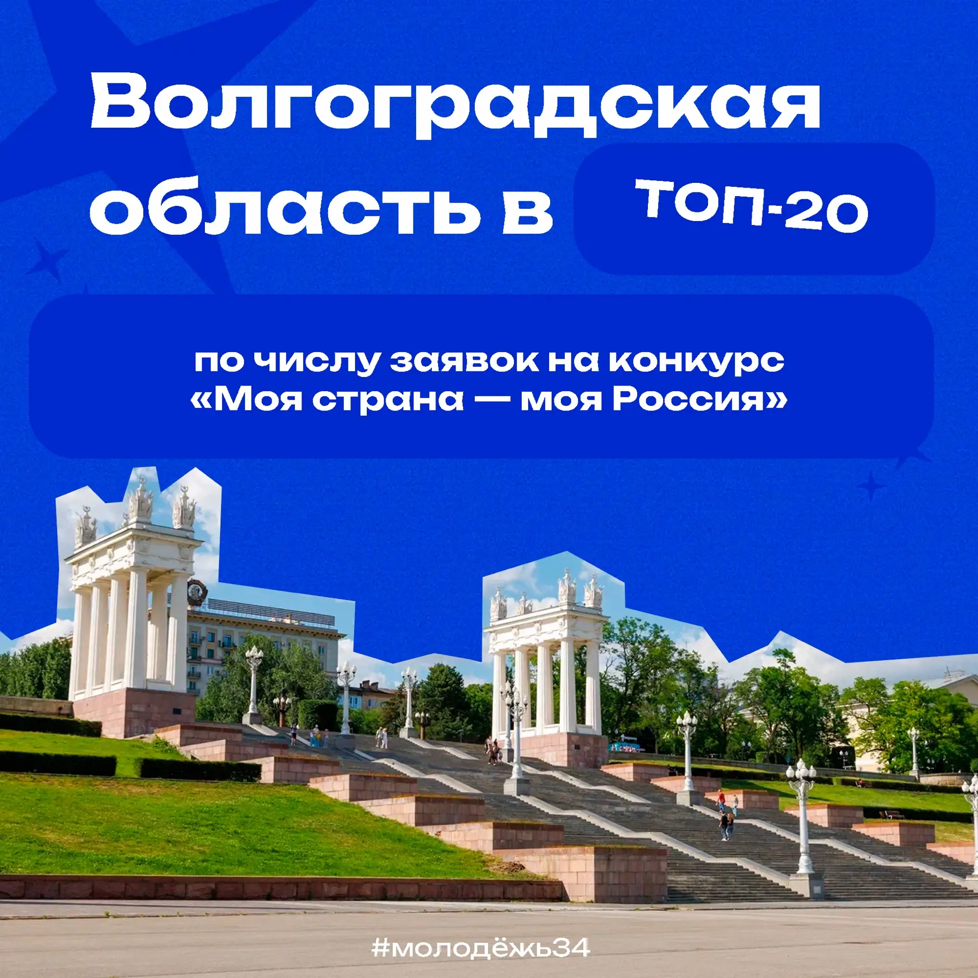 Волгоградская область — топ-20 по числу заявок на конкурс «Моя страна — моя Россия» 😎