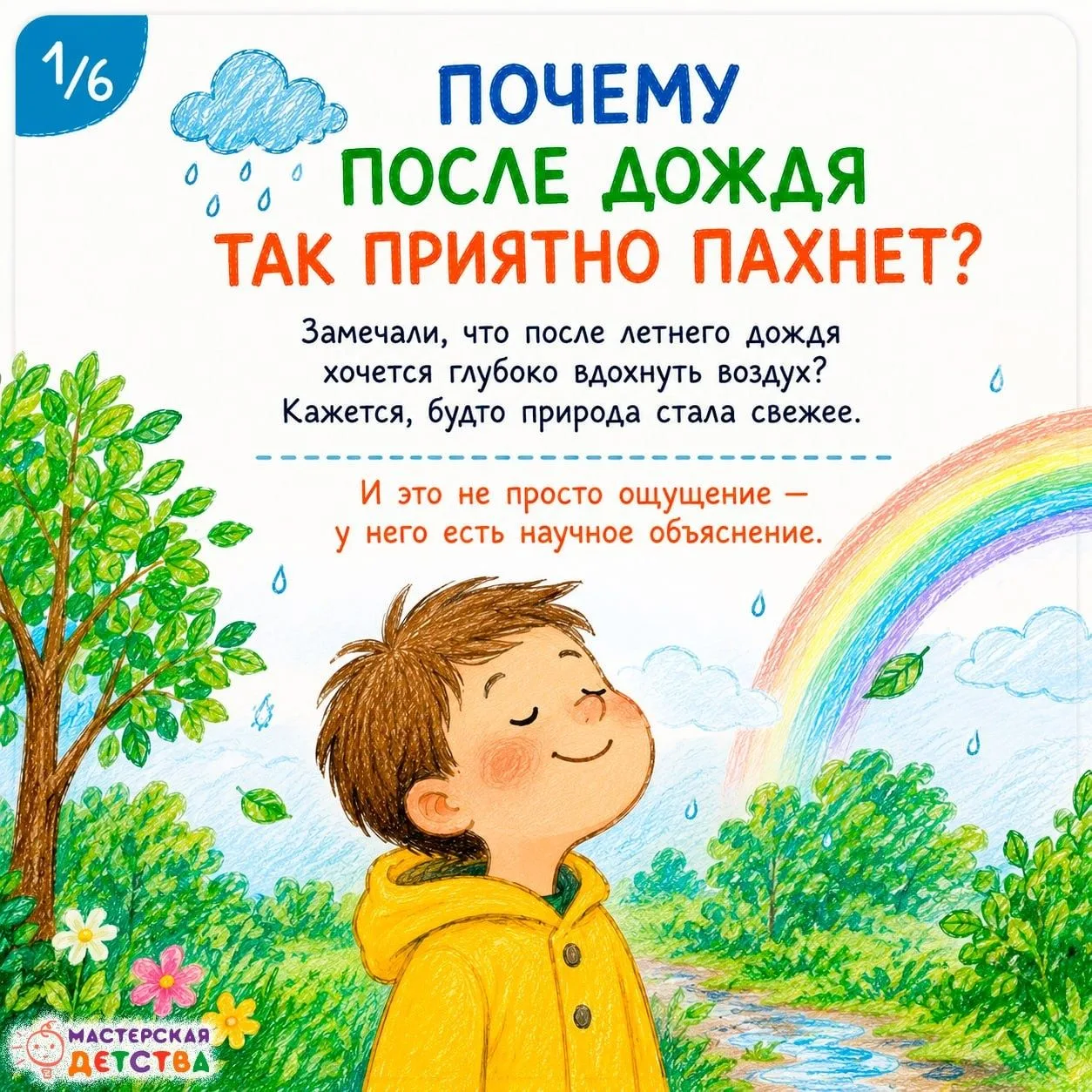 🌧
 Почему после дождя воздух кажется таким свежим?

После летнего дождя хочется вдохнуть полной гру