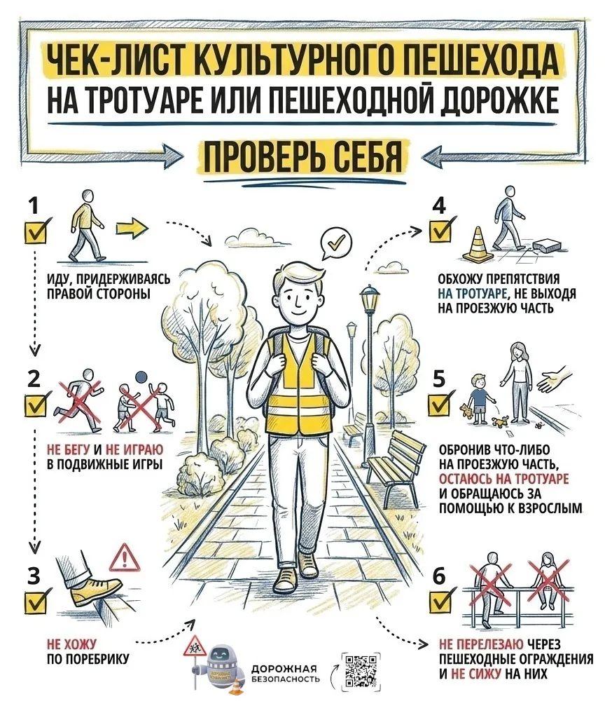 Чек-листы культурного пешехода и пассажира. Проверь себя!