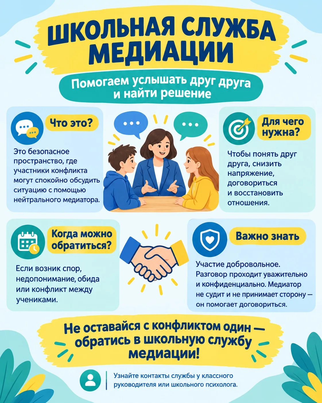 Школьная служба медиации: поможем услышать друг друга