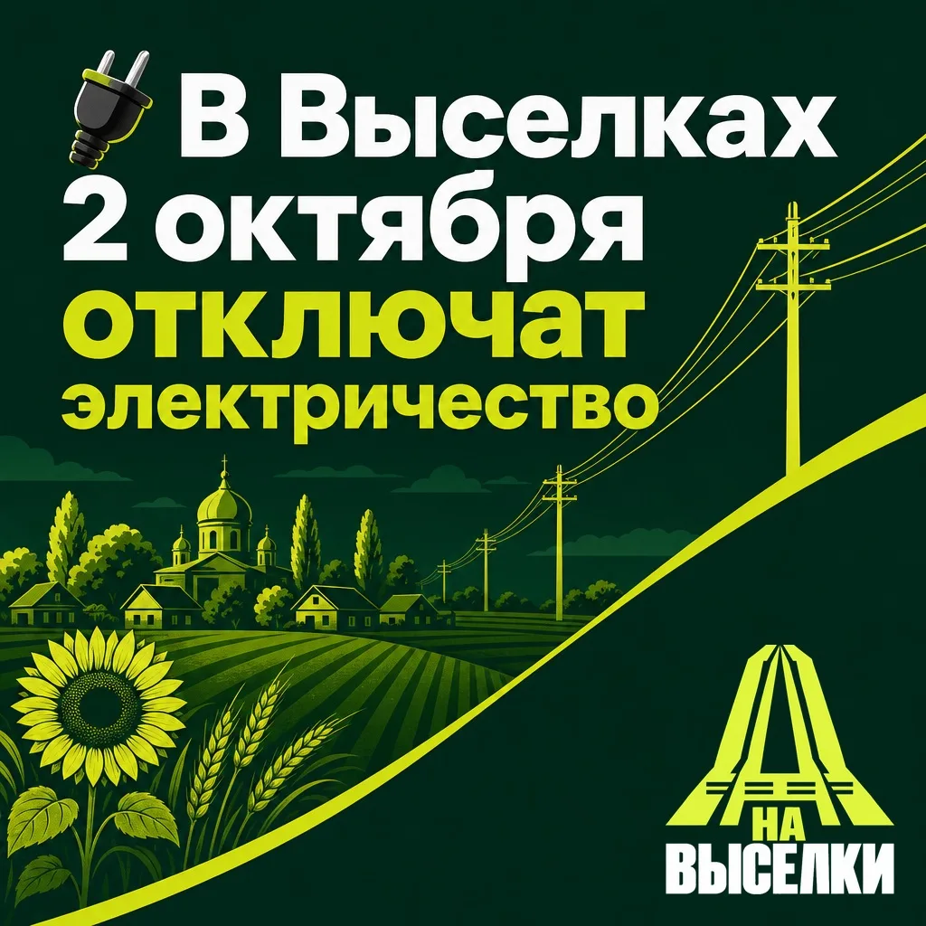 🔌 В Выселках 2 октября отключат электричество