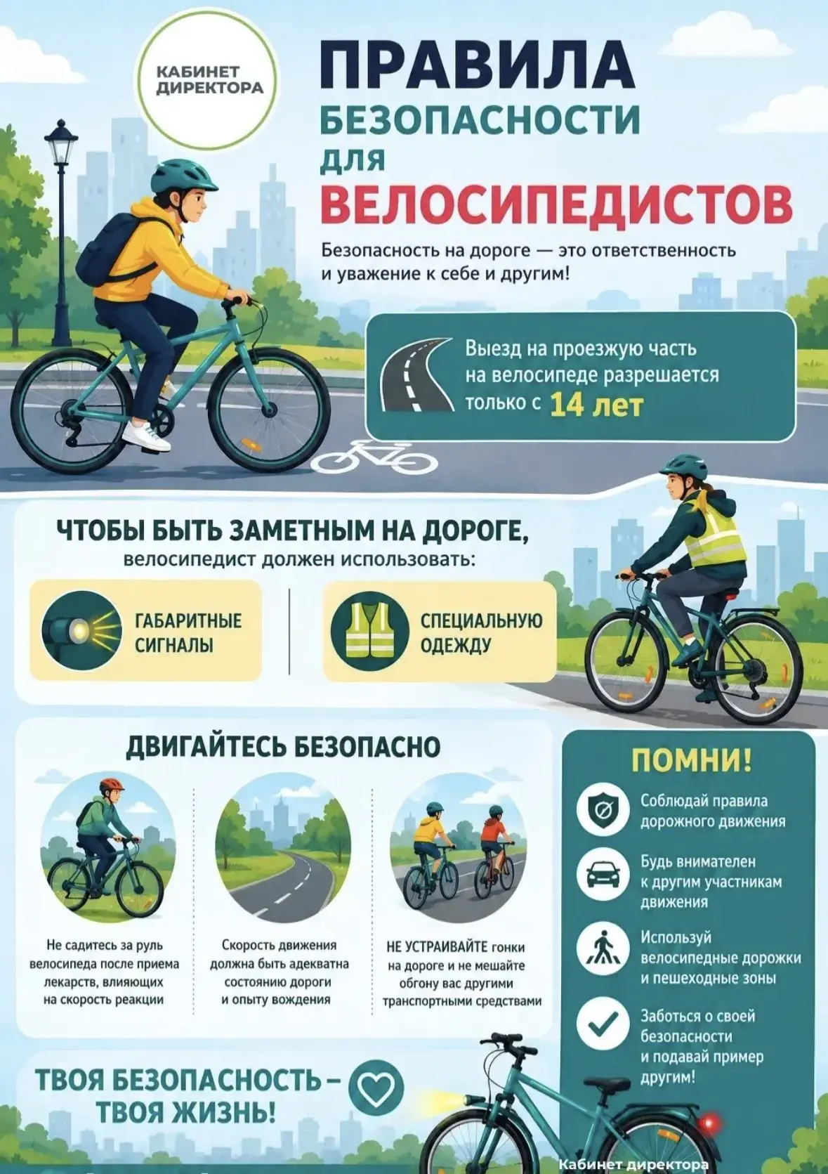 Памятка велосипедисту!
Береги себя!!!