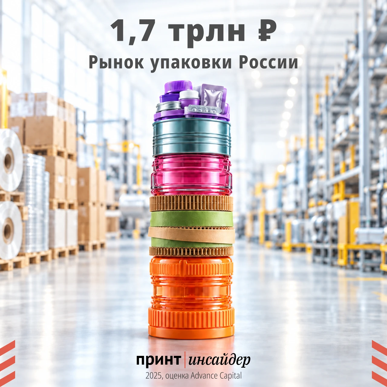 1,7 трлн рублей — оценка рынка упаковки России