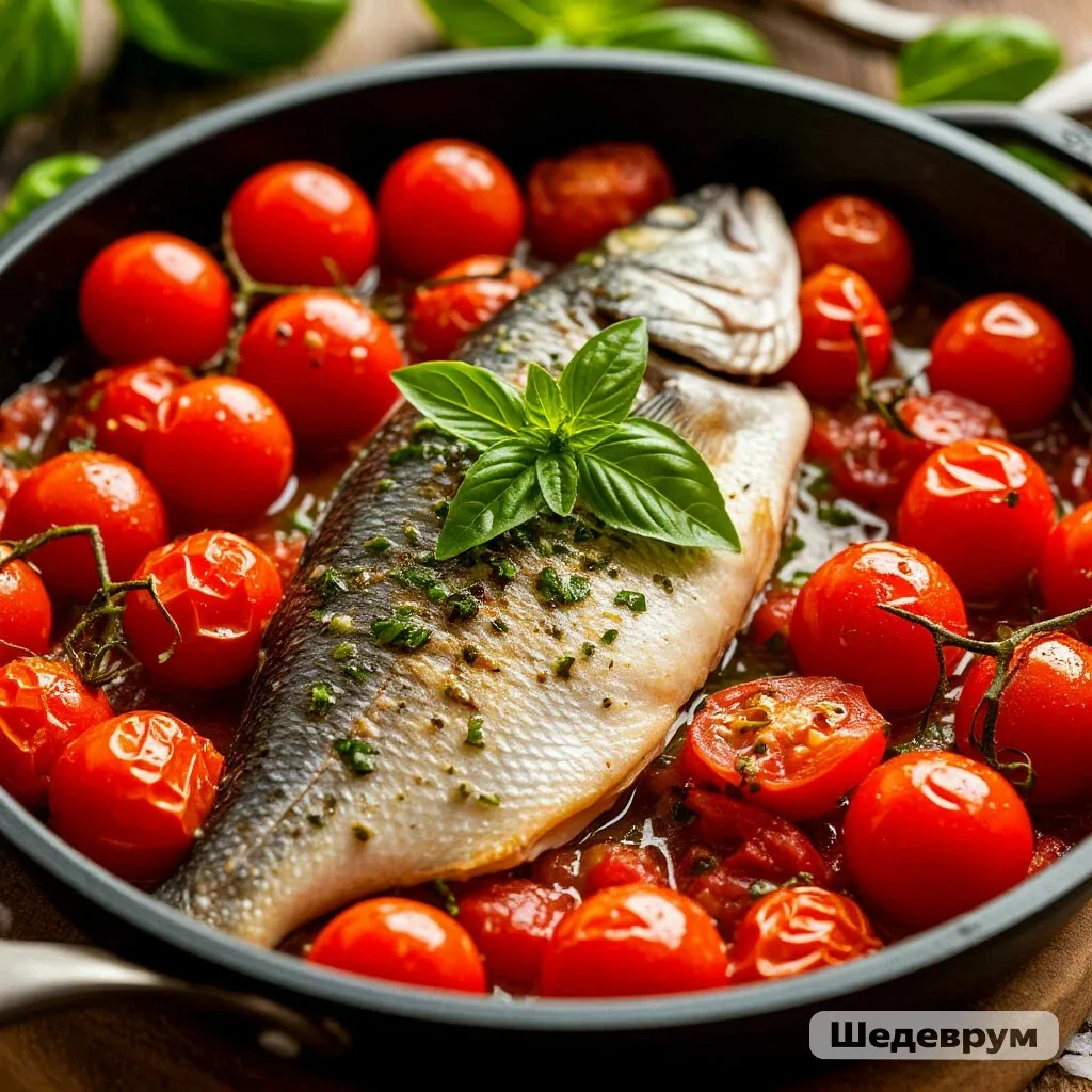 МОРСКОЙ ОКУНЬ С ТОМАТАМИ И БАЗИЛИКОМ — ЛЁГКИЙ УЖИН В ИТАЛЬЯНСКОМ СТИЛЕ! 🐟🍅🌿