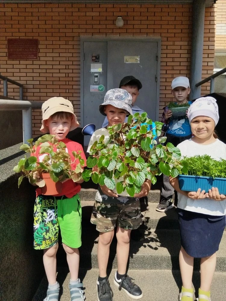 🌿 Воспитанники группы «Весёлые ребята» внесли свой вклад в красоту нашего детского сада!