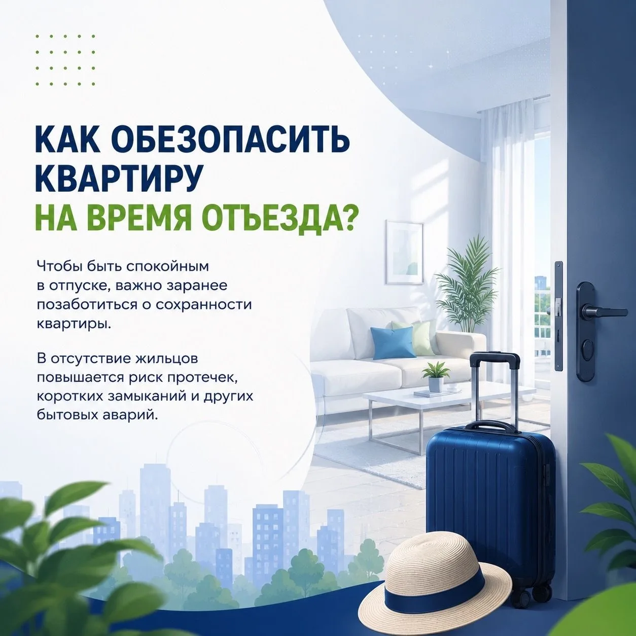 Как обезопасить квартиру, если вы уезжаете? 

Собрали советы как подготовиться к отъезду и быть увер