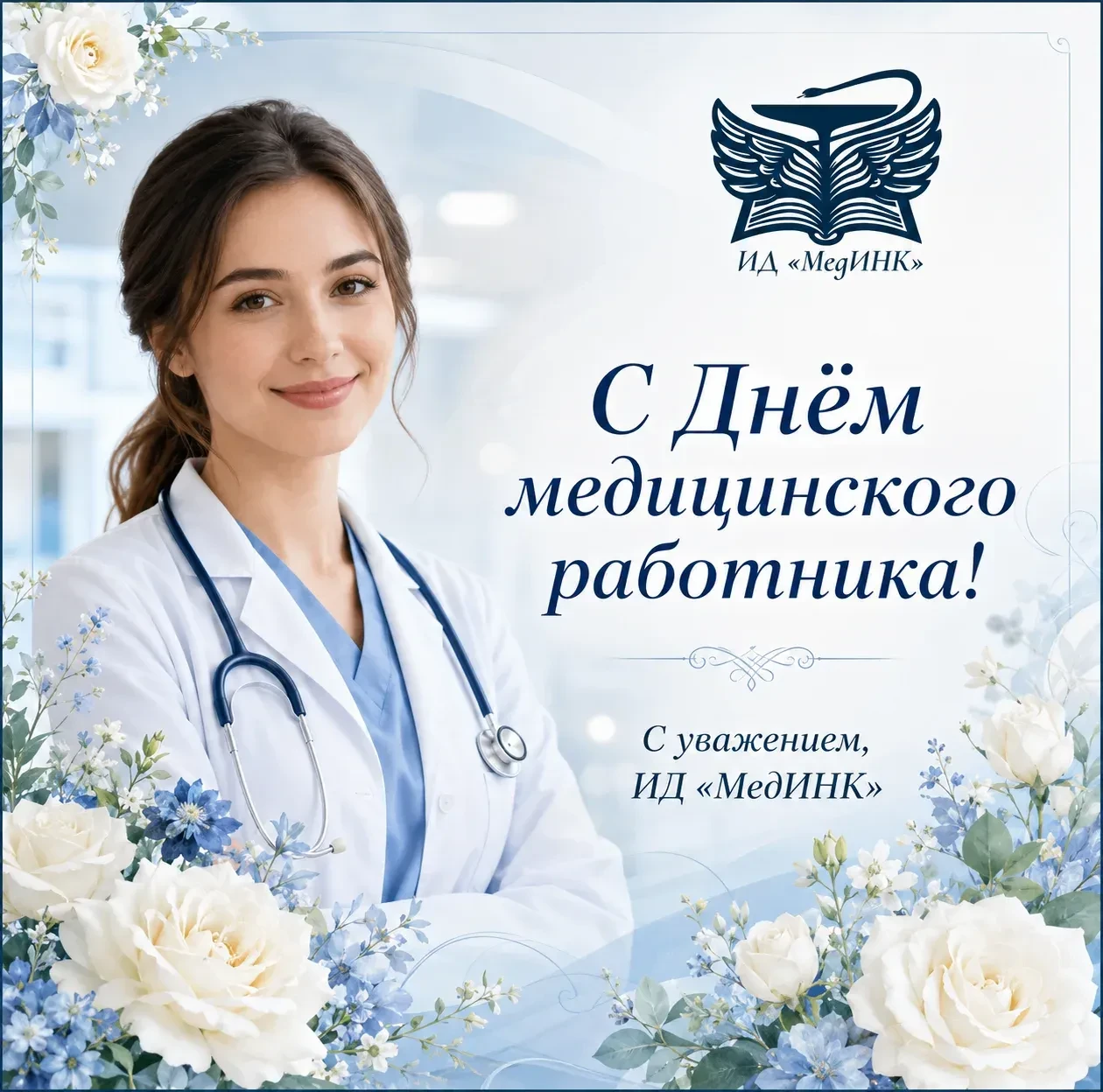 🎉🎉🎉Уважаемые коллеги! Издательский дом «МедИНК» сердечно поздравляет вас с Днем медицинского рабо
