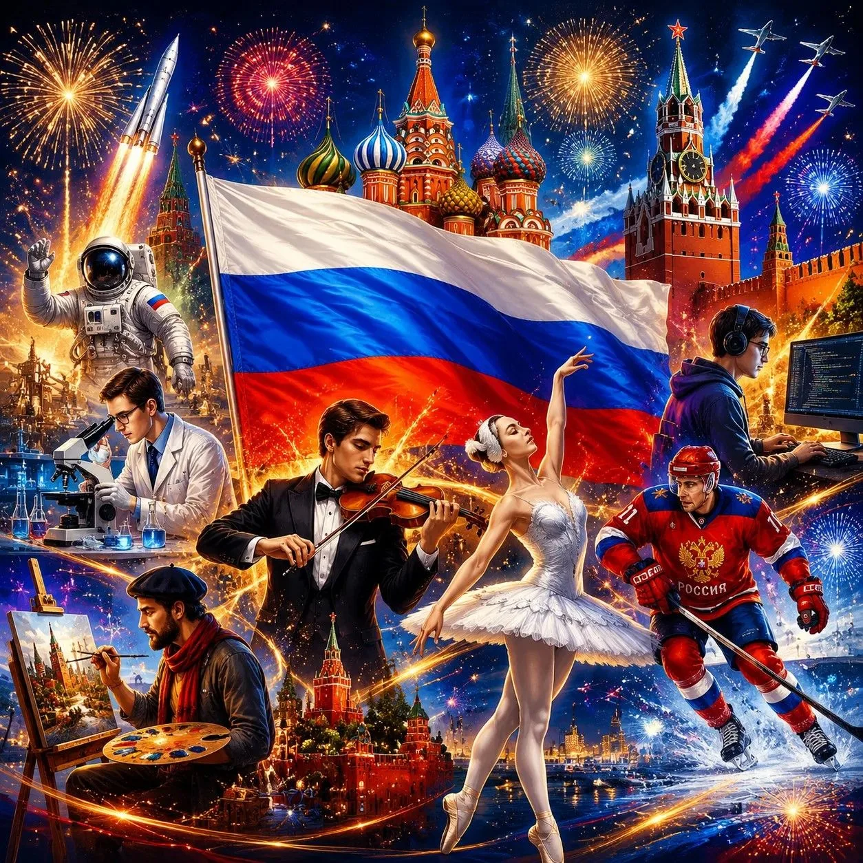 Россия не только самая большая страна, но и самая богатая.  Богата она своими жителями. А жители бог