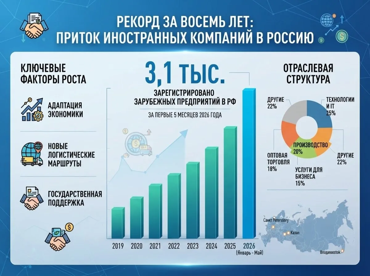 К вопросу о дивидендах.

В России открыли рекордное за восемь лет количество иностранных компаний - 