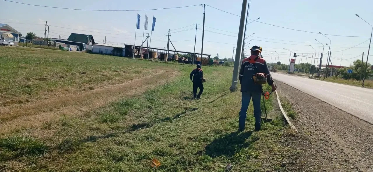 Покос сорной растительности на ул. Мира
