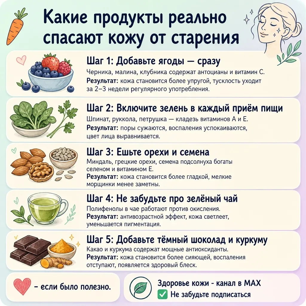 🥗 Антиоксиданты в питании для здоровья кожи