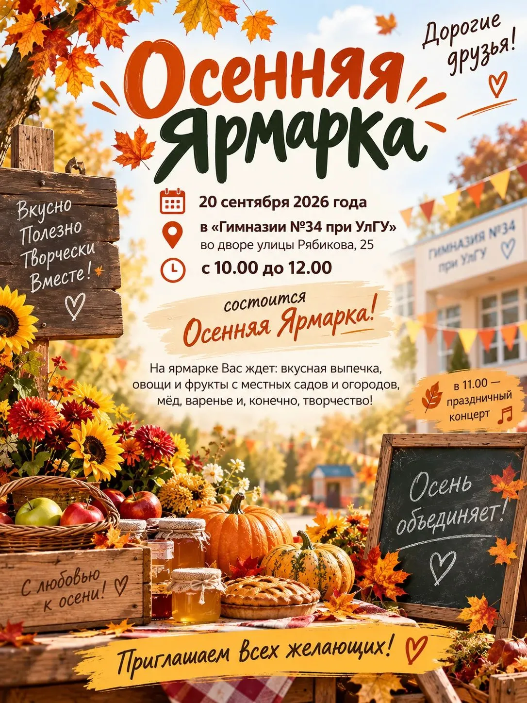 🍂 Приходите на осеннюю ярмарку! Мы очень вас ждём — будет тепло, вкусно и интересно! 🍁✨