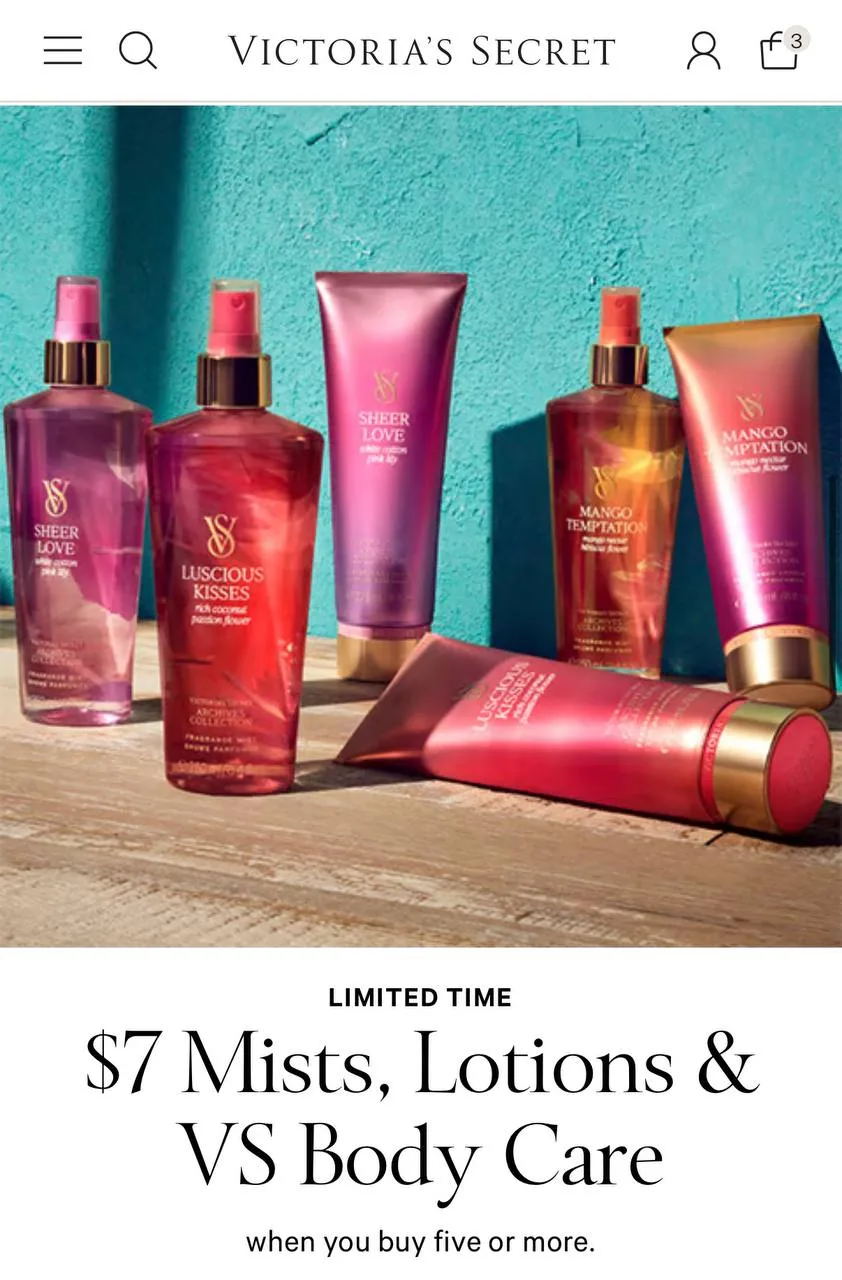 👀✨ Ваша любимая акция на мисты и лосьоны от Victoria’s Secret ❤️‍🔥❤️‍🔥❤️‍🔥
Теперь с НОВЫМИ арома