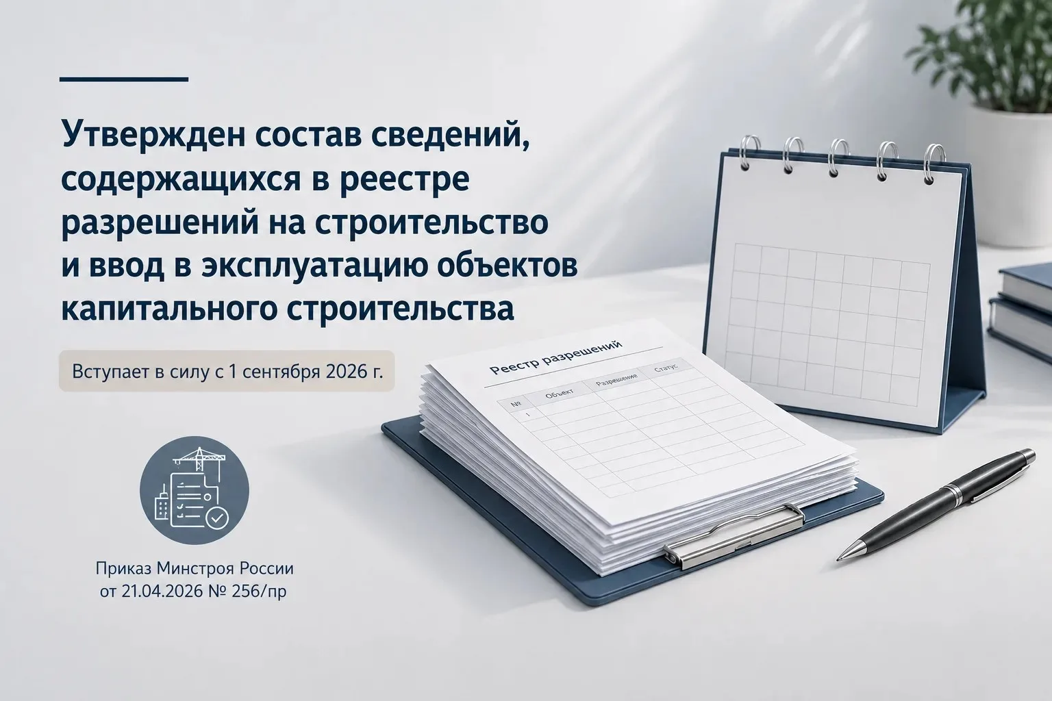 Минстрой России утвердил составы сведений для реестров разрешений на строительство и ввод объектов в