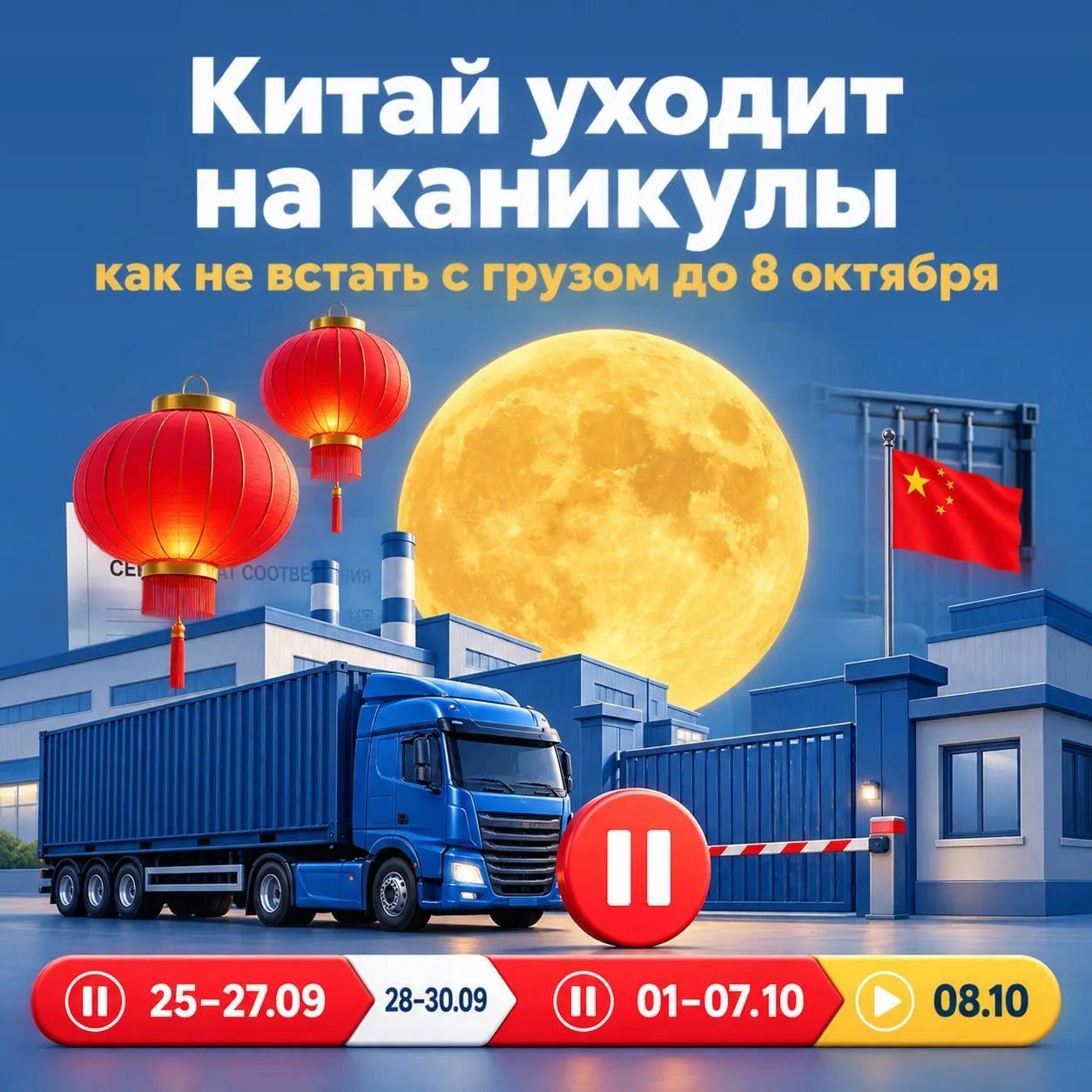 ⚠️Китай уходит на каникулы, а тайфуны закрывают порты.