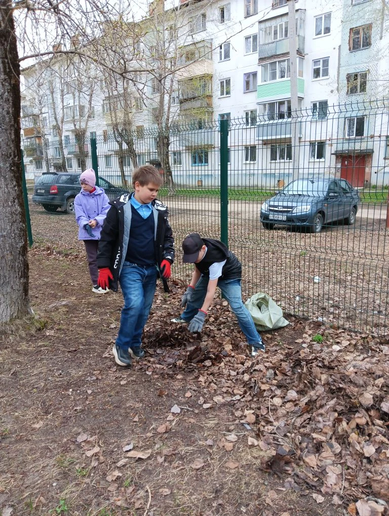 Ребята 3 "З" класса вместе с классным руководителем Инной Борисовной  дружно вышли на уборку террито