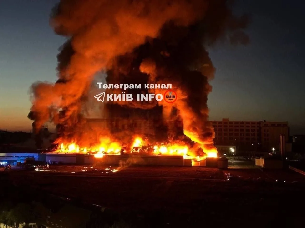 Пожар на складах/пищевом предприятии в Белой Церкви Киевской области после прилётов Гер...