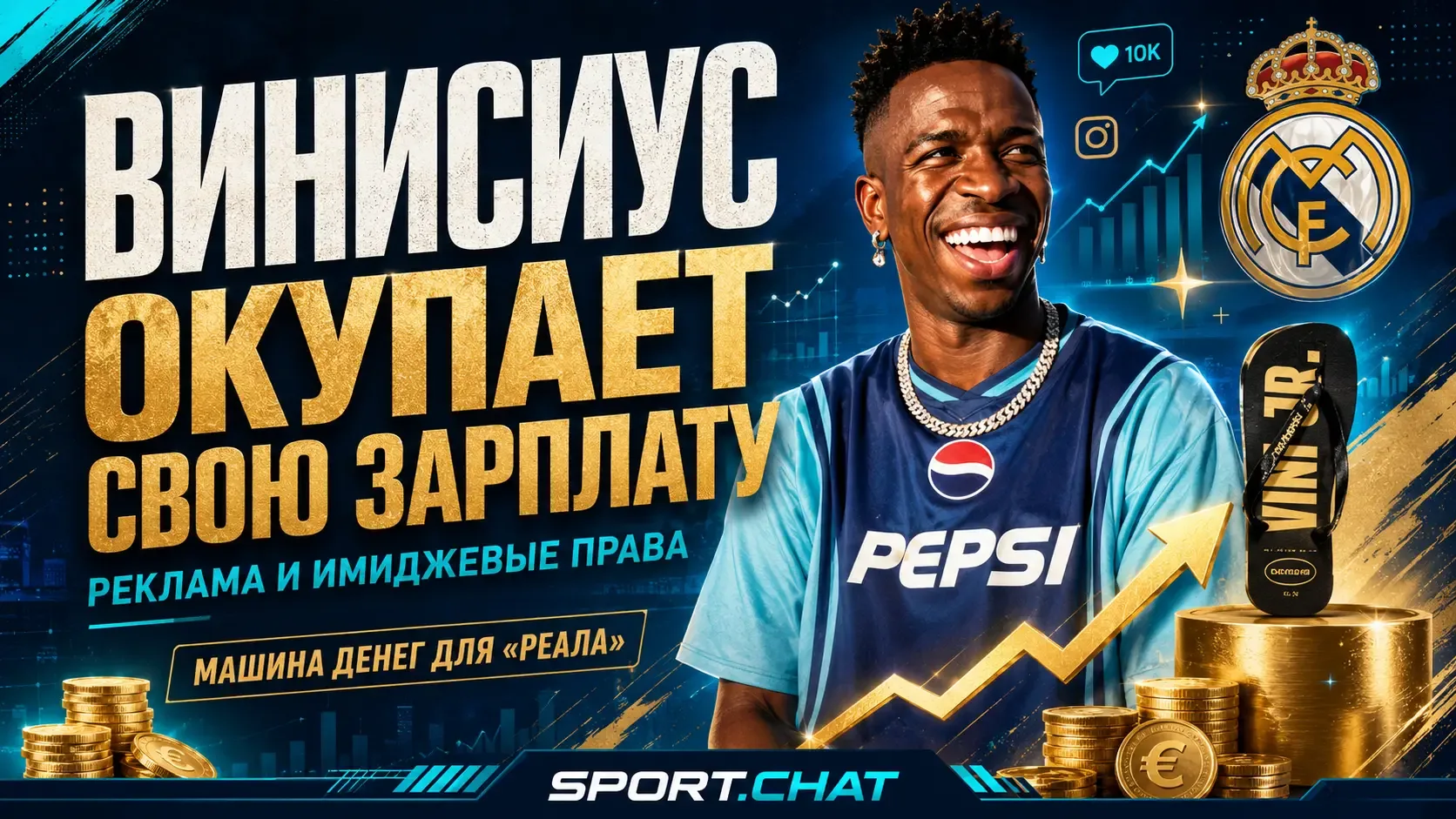 Как Винисиус Жуниор фактически окупает свою зарплату в «Реале» за счёт рекламных контра...