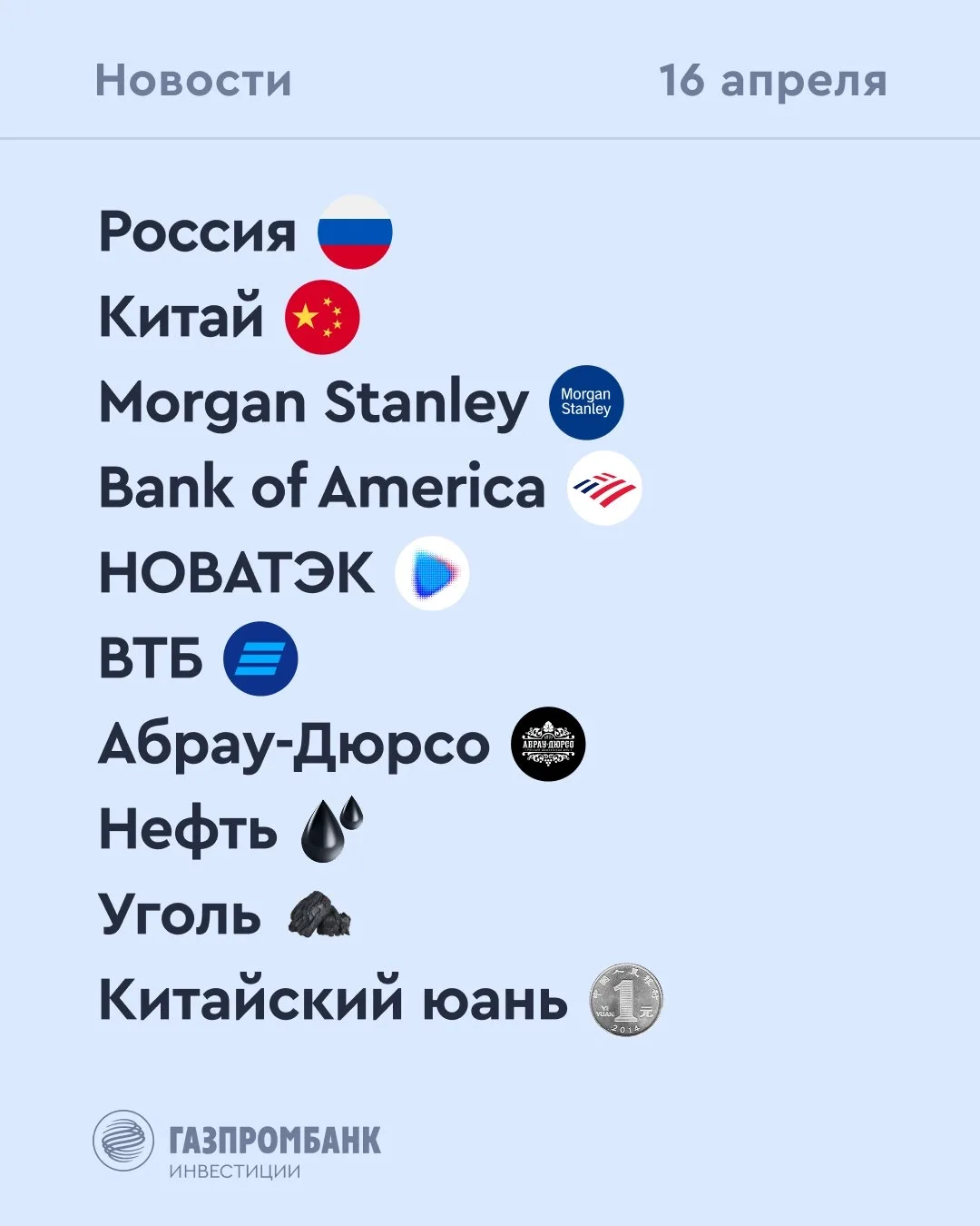 ➡️ Что происходит на рынке  Сегодня, 16 апреля  🔹 Инфляция в России с 7 по 13 апреля составила 0% по